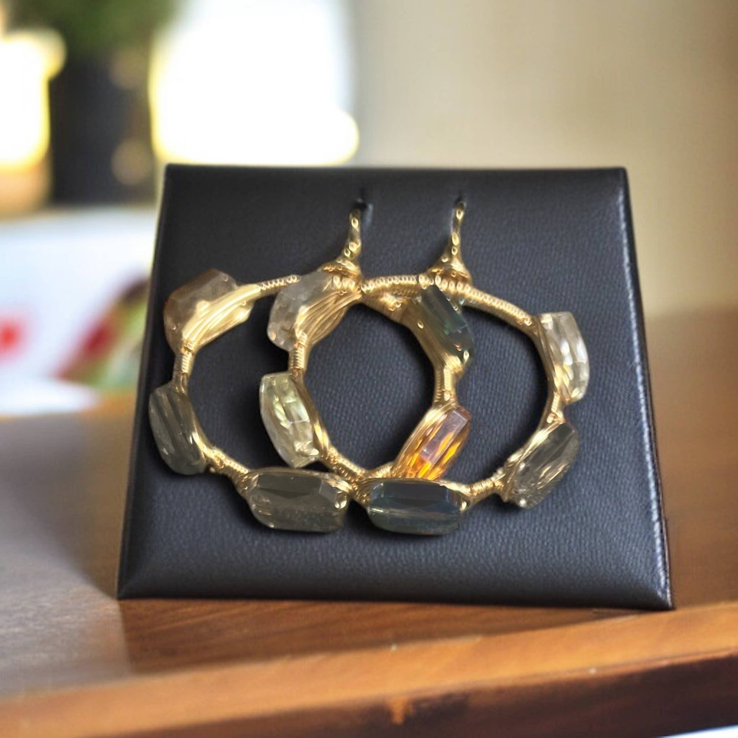 Colorful Crystal Bangle Hoop Earrings