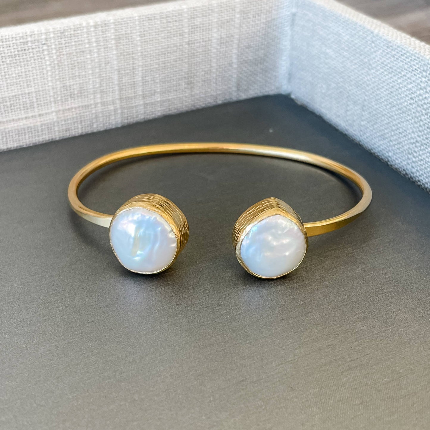 CORE | DOUBLE MOTHER OF PEARL OPEN BANGLE