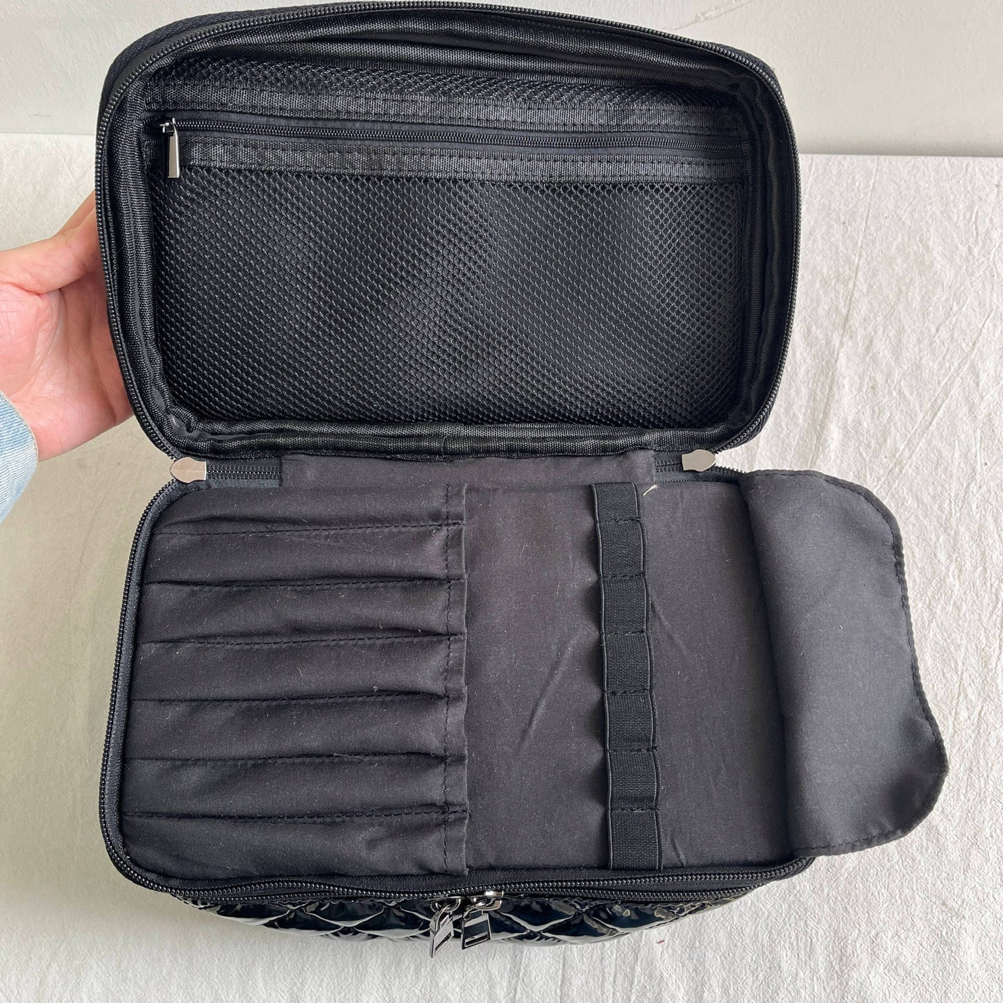 Cosmetic Diamond Glambox Makeup Bag Glossy Black 