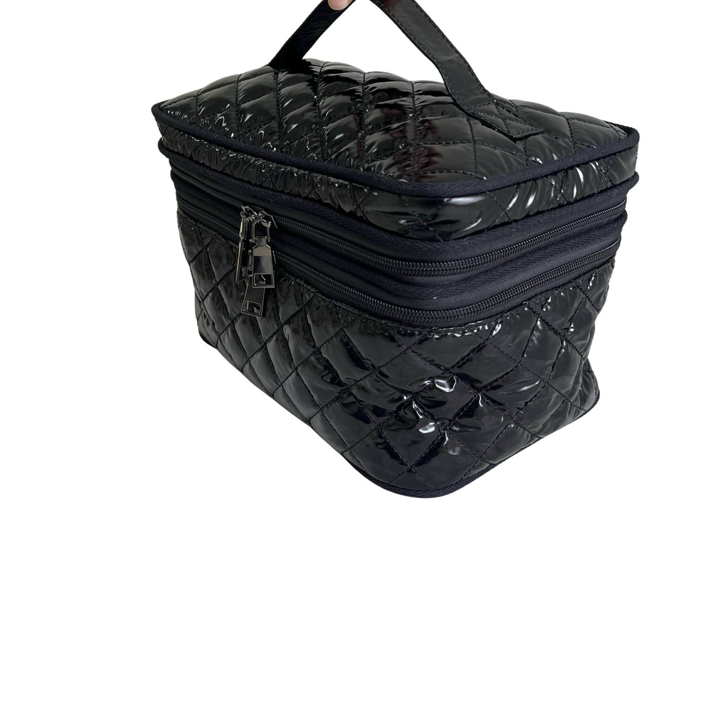 Cosmetic Diamond Glambox Makeup Bag Glossy Black 