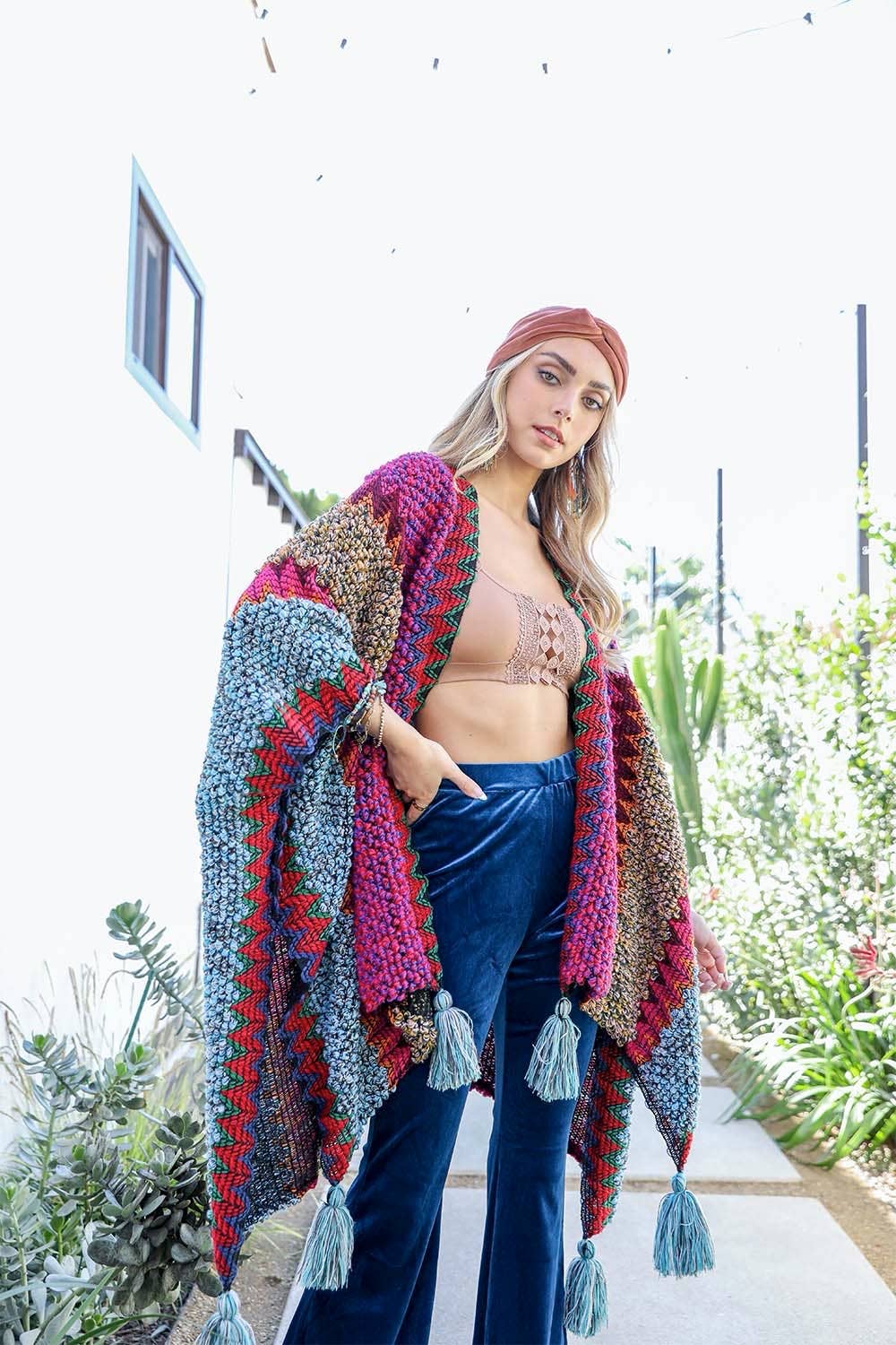 Western Colorful Crochet Patterned Ruana - The Original!