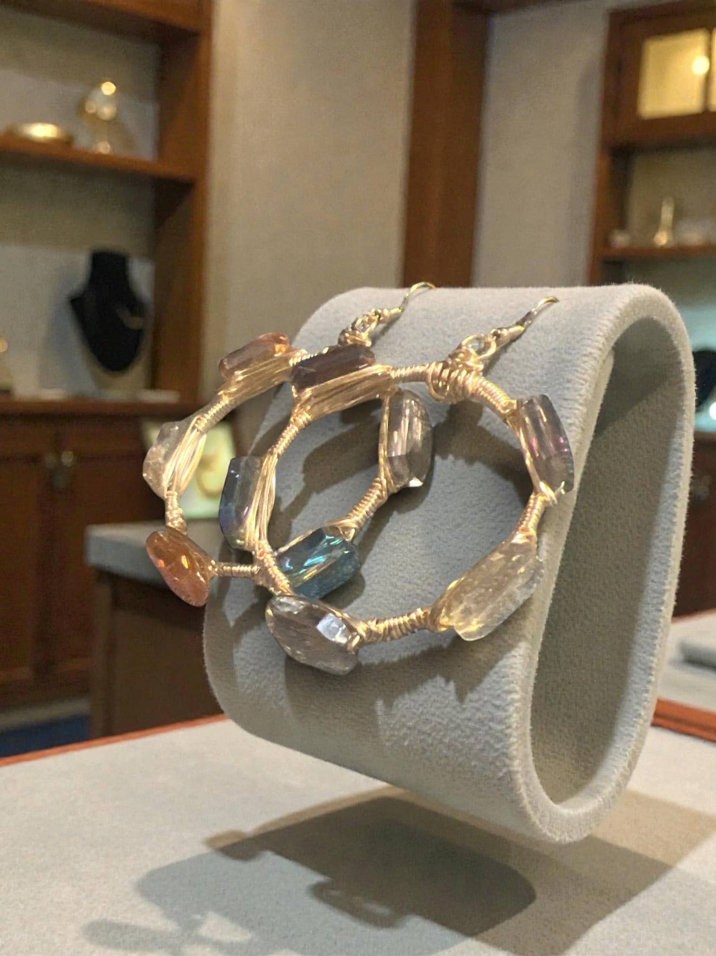 Colorful Crystal Bangle Hoop Earrings
