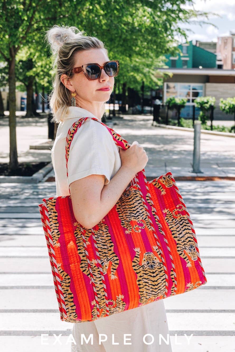 Quilted Tote Bag | Cherry Tote | Large Shopping Tote Bag