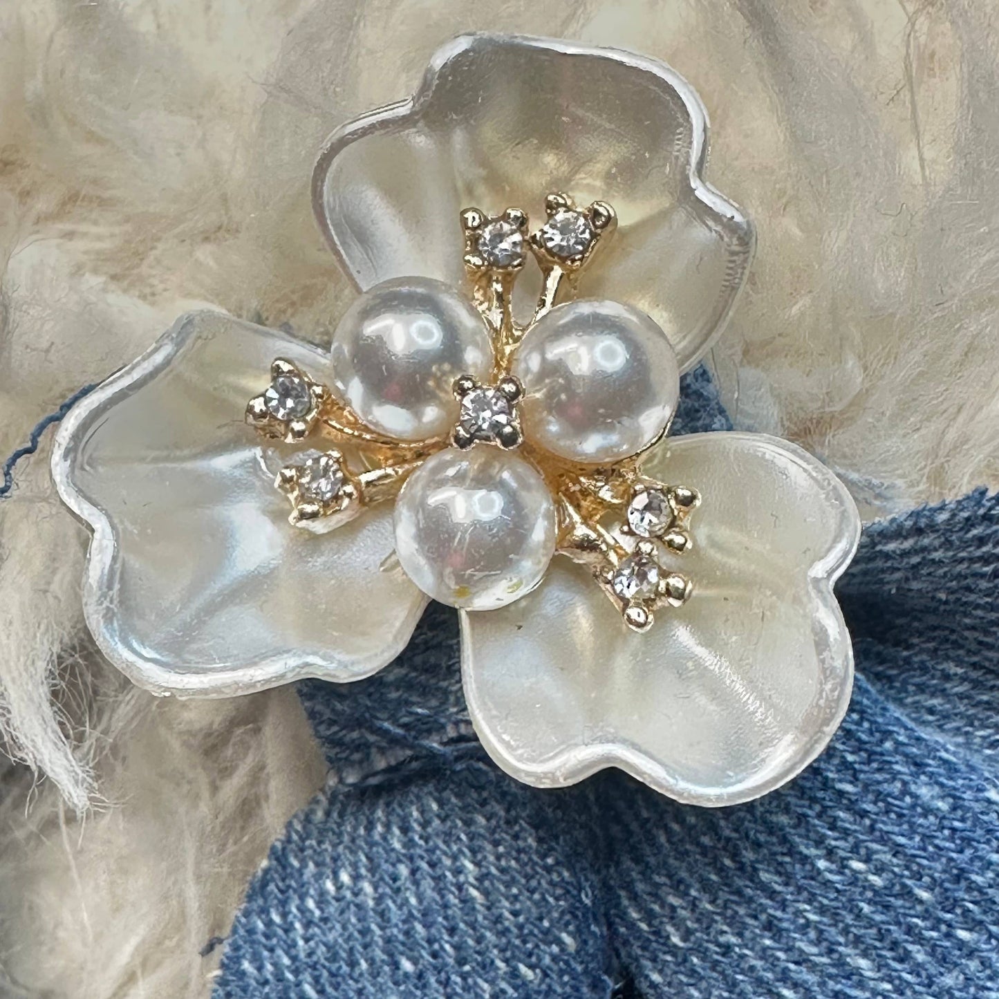 Denim Pearl Upcycle Earrings - Statement Earrings for Her