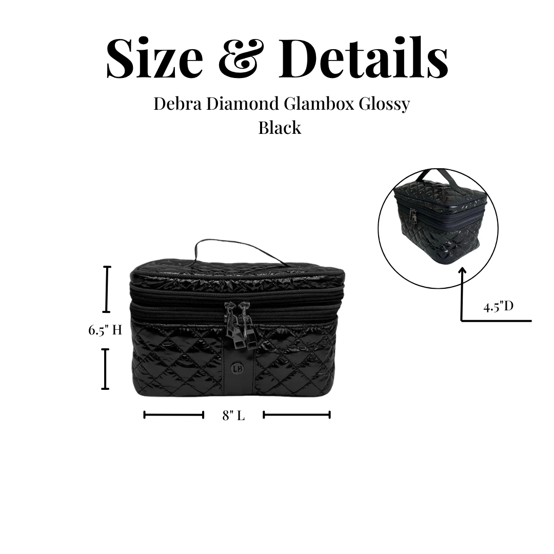 Cosmetic Diamond Glambox Makeup Bag Glossy Black 
