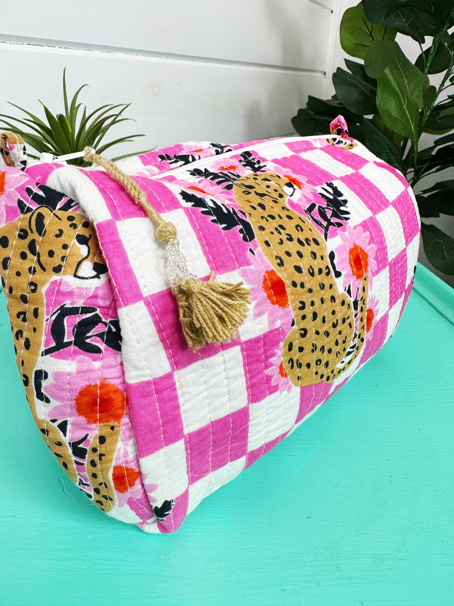 Quilted Makeup Bag | Travel Cosmetic Toiletry Bag | Jaguars