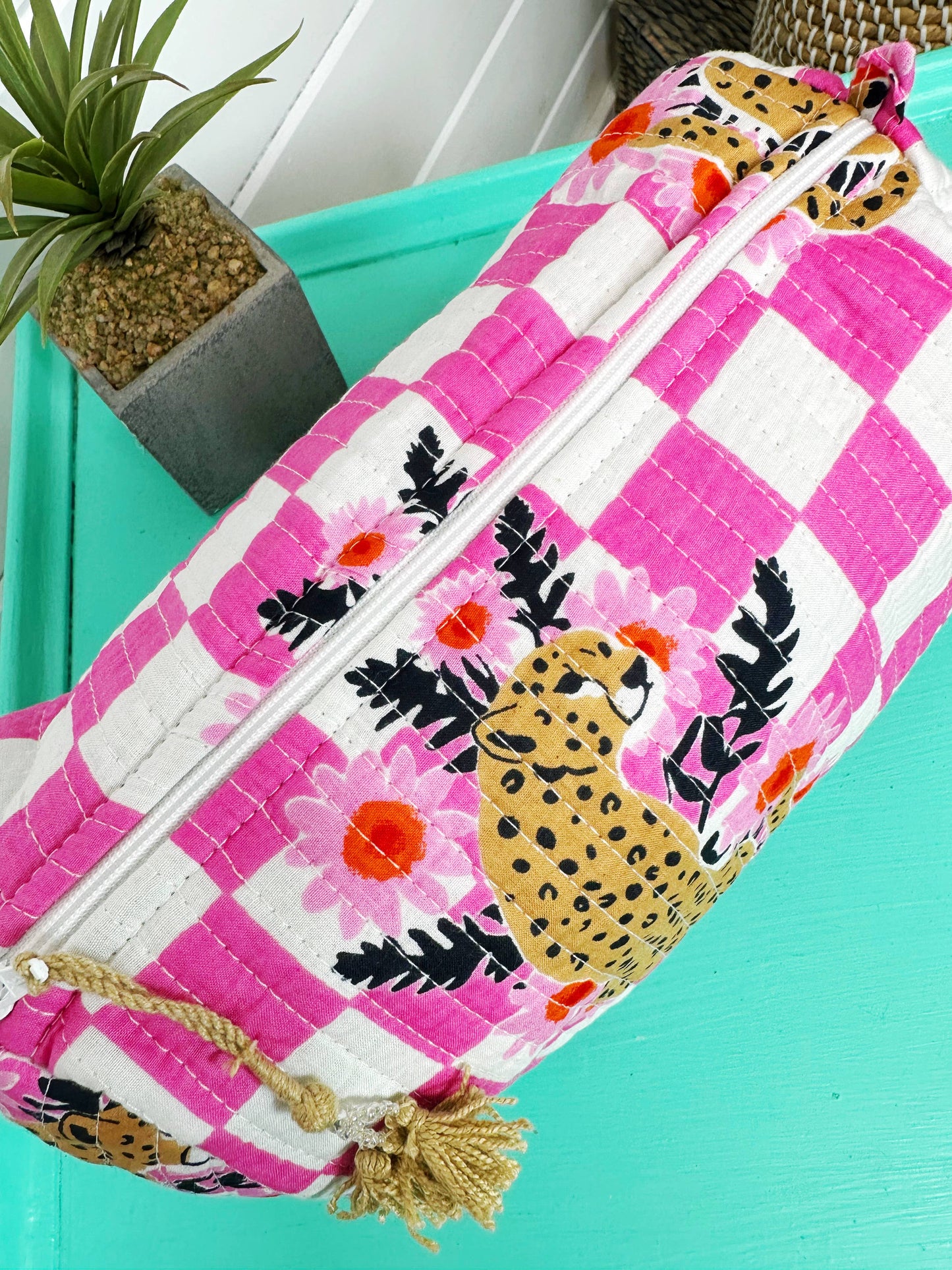 Quilted Makeup Bag | Travel Cosmetic Toiletry Bag | Jaguars