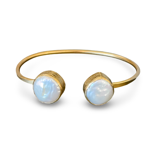 CORE | DOUBLE MOTHER OF PEARL OPEN BANGLE
