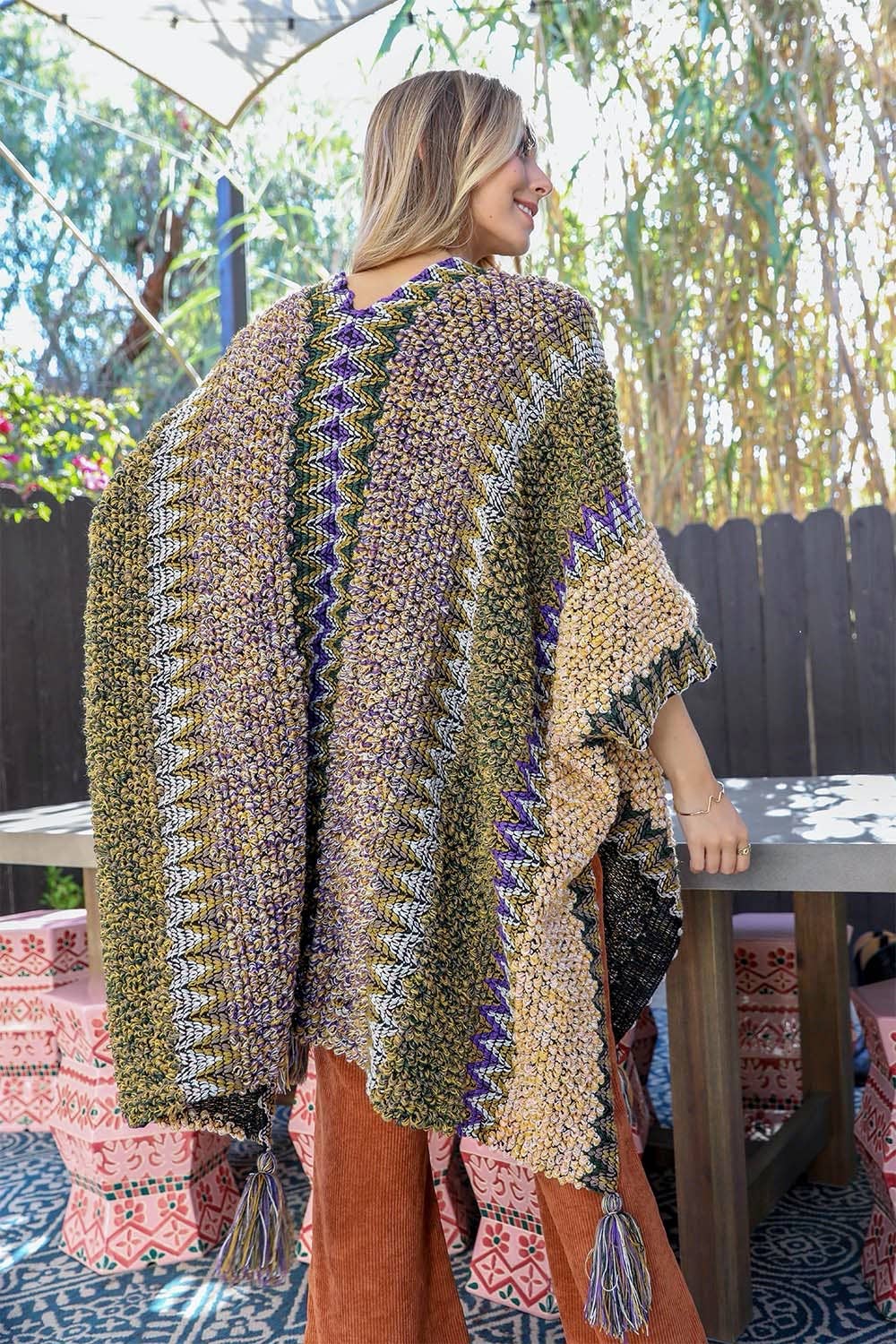 Western Colorful Crochet Patterned Ruana - The Original!