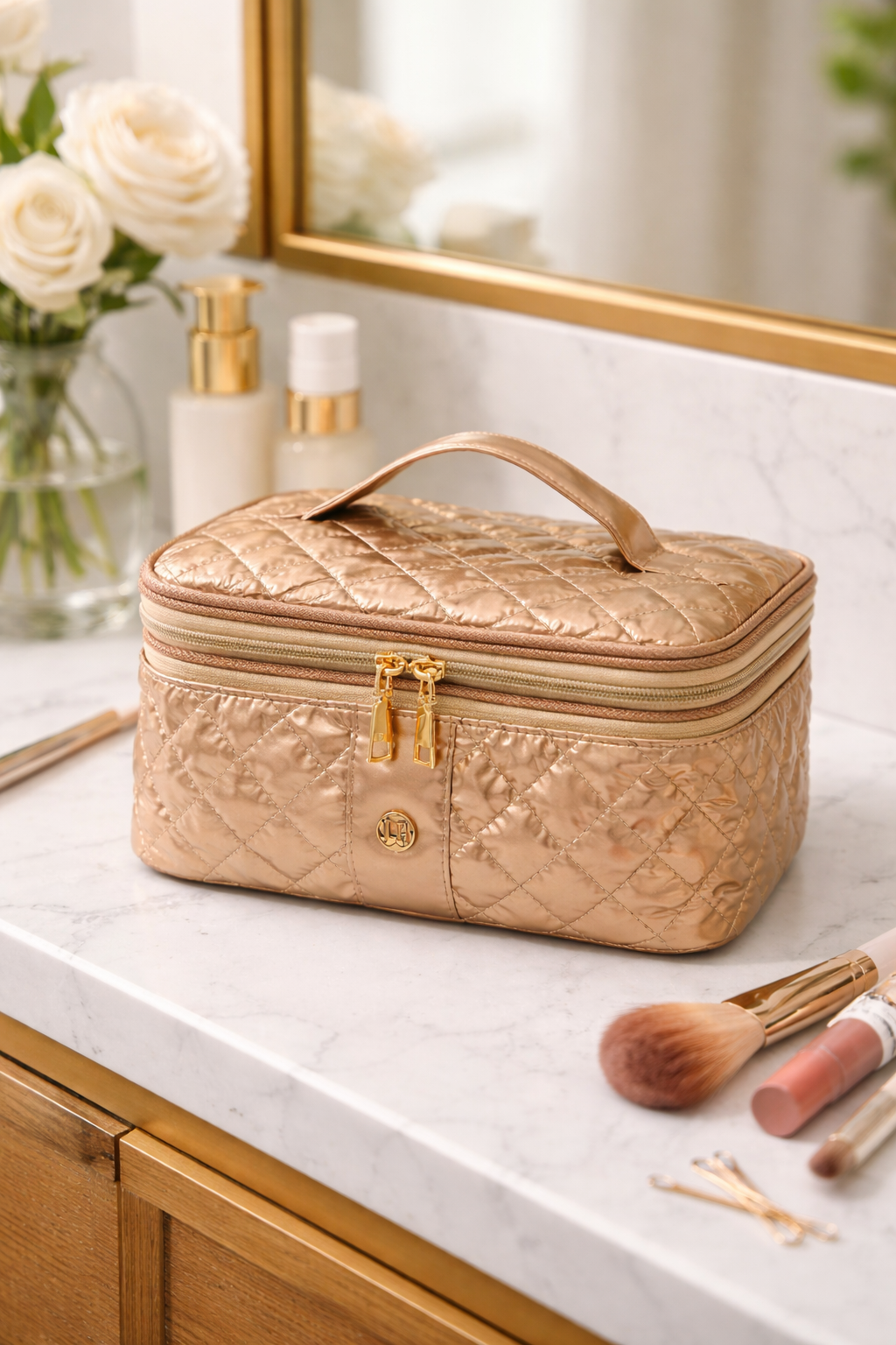 Cosmetic Diamond Glambox Makeup Bag Copper Penny 