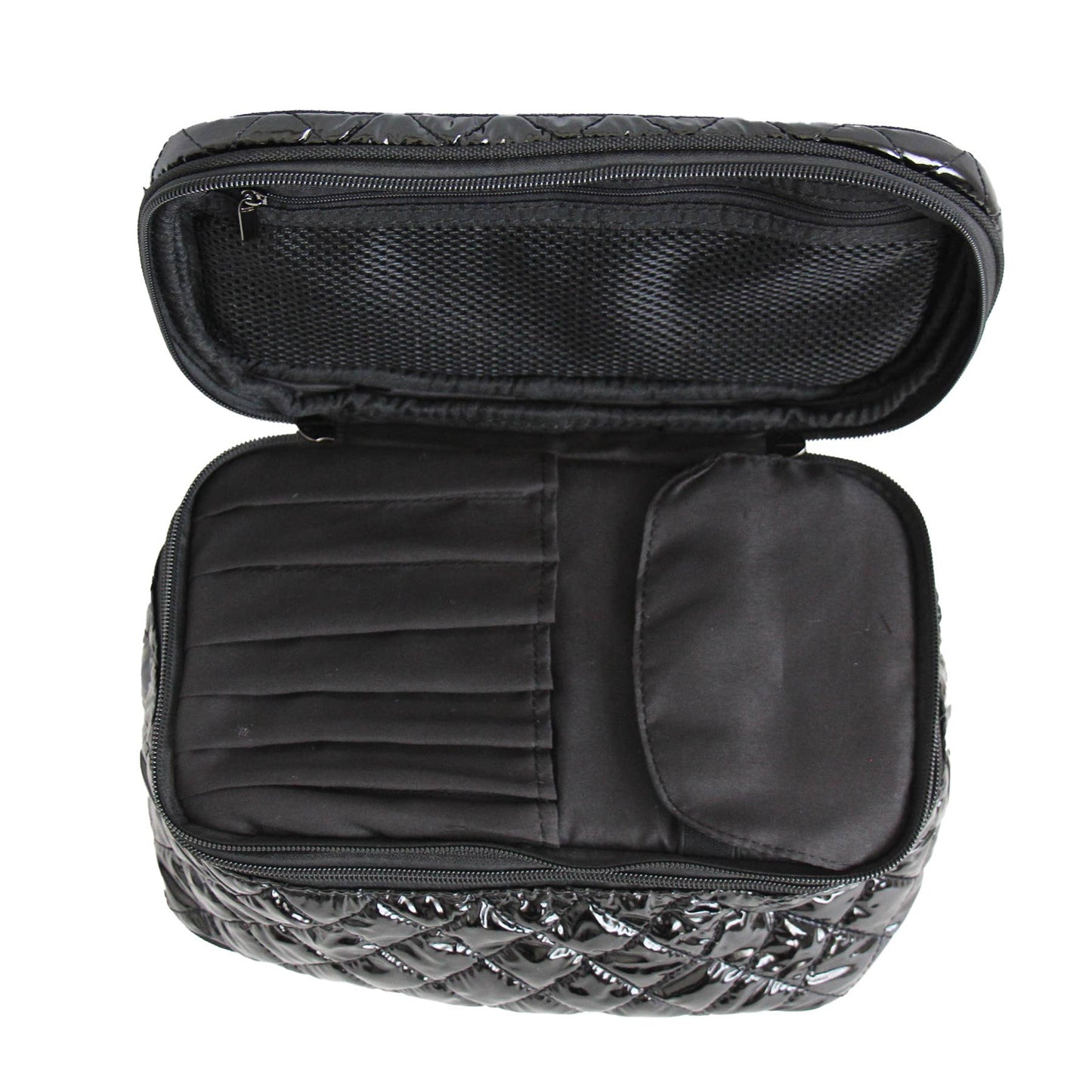 Cosmetic Diamond Glambox Makeup Bag Glossy Black 