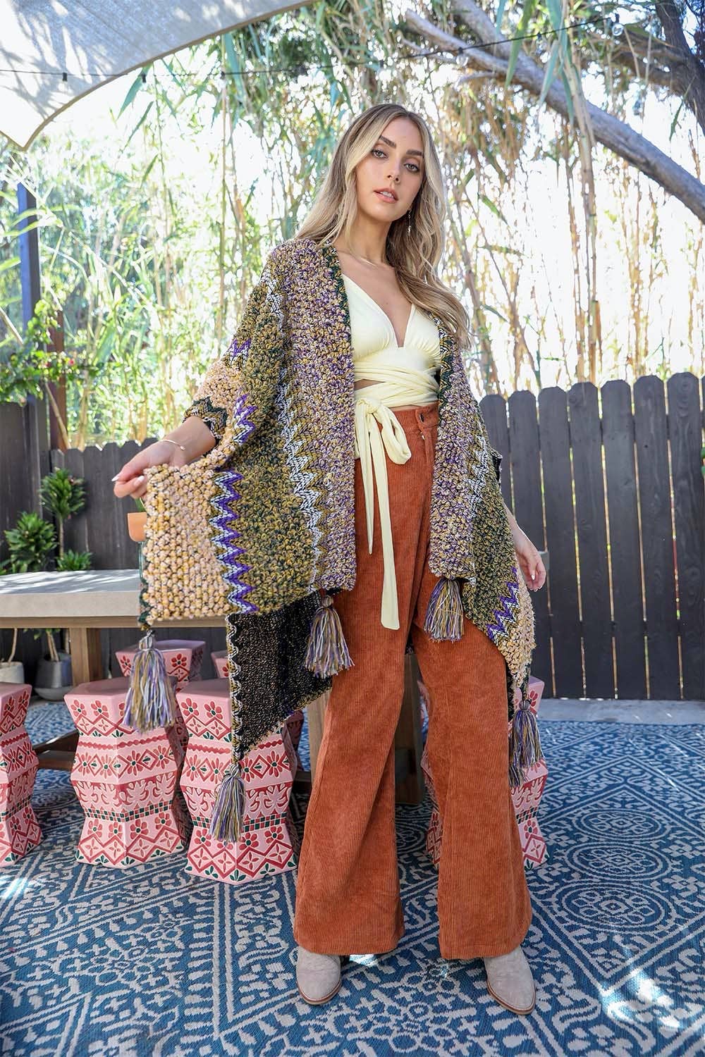 Western Colorful Crochet Patterned Ruana - The Original!