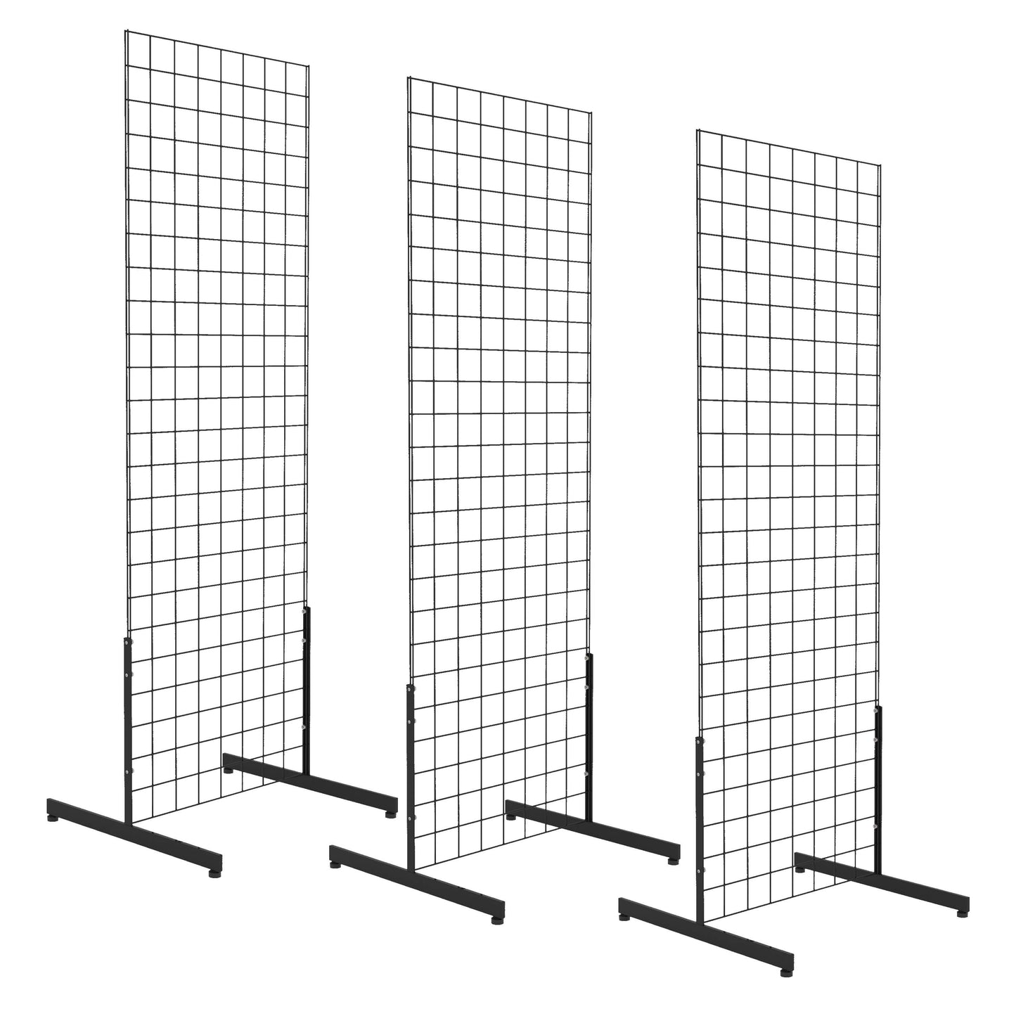 Black Grid Display Panels with T Legs - (3) Panels 2'X6’