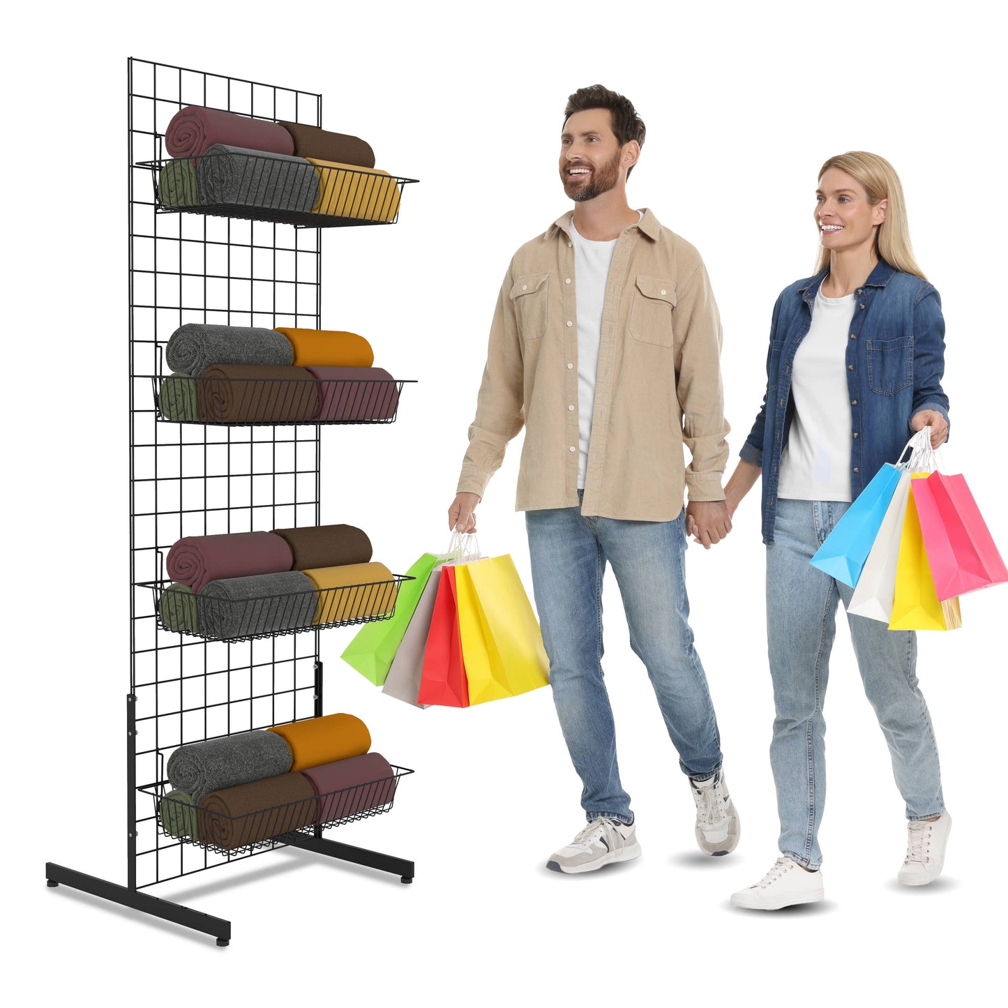 Black Grid Display Panels with T Legs - (3) Panels 2'X6’