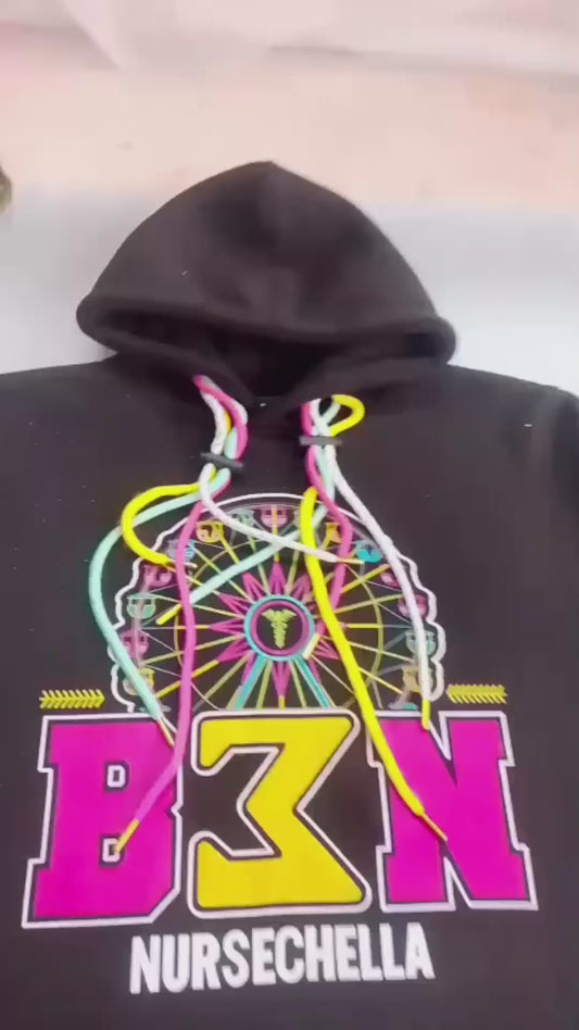NurseChella Hoodie with black rhinestones